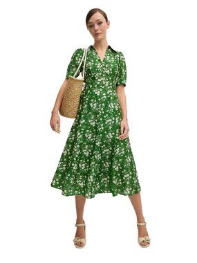 L.K. Bennett Sophie Wildflower Dress in Green 6 Womens Floral Midi